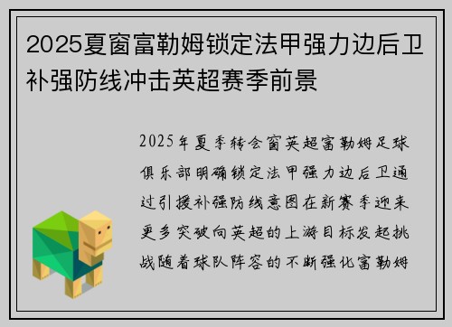 2025夏窗富勒姆锁定法甲强力边后卫补强防线冲击英超赛季前景